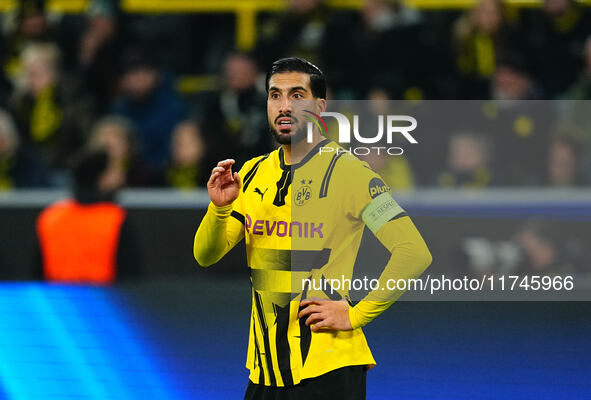 Emre Can of Borussia Dortmund  looks on during the Champions League Round 4 match between Borussia Dortmund v SK Sturm Graz at the Signal Lu...