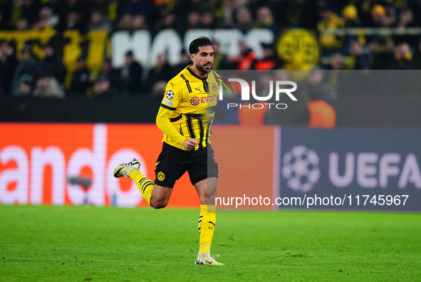 Emre Can of Borussia Dortmund  looks on during the Champions League Round 4 match between Borussia Dortmund v SK Sturm Graz at the Signal Lu...