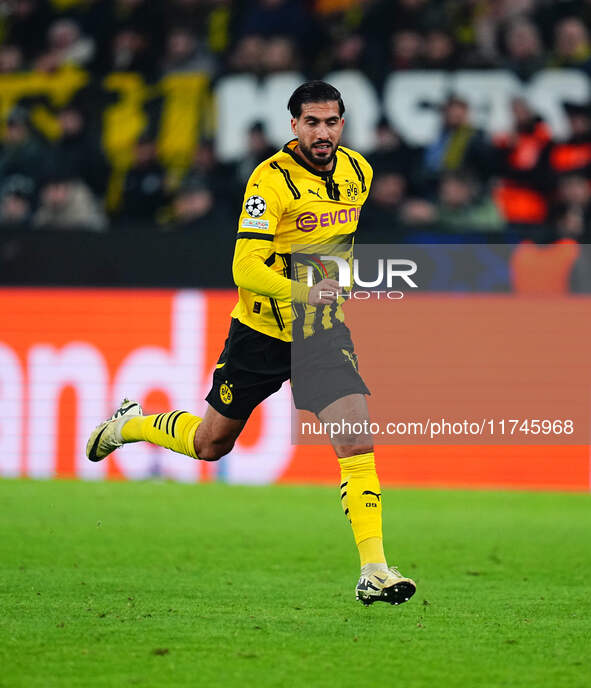 Emre Can of Borussia Dortmund  looks on during the Champions League Round 4 match between Borussia Dortmund v SK Sturm Graz at the Signal Lu...