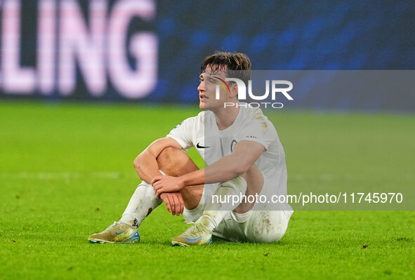 William Bøving of SK Sturm Graz  with post game despair during the Champions League Round 4 match between Borussia Dortmund v SK Sturm Graz...