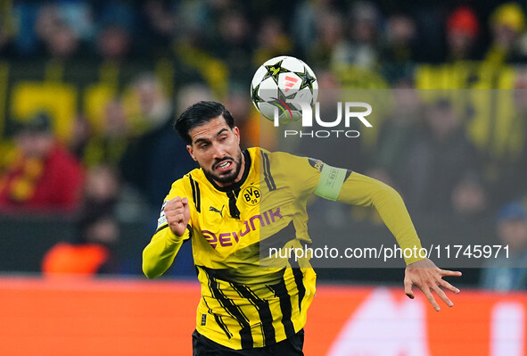 Emre Can of Borussia Dortmund  looks on during the Champions League Round 4 match between Borussia Dortmund v SK Sturm Graz at the Signal Lu...