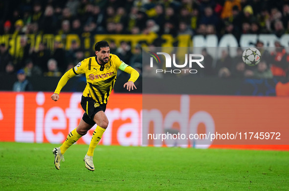 Emre Can of Borussia Dortmund  looks on during the Champions League Round 4 match between Borussia Dortmund v SK Sturm Graz at the Signal Lu...