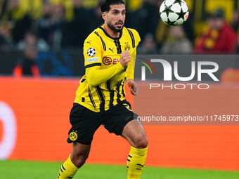 Emre Can of Borussia Dortmund  looks on during the Champions League Round 4 match between Borussia Dortmund v SK Sturm Graz at the Signal Lu...