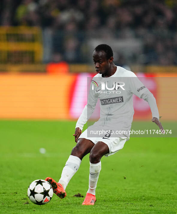 Malick Yalcouyé of SK Sturm Graz  controls the ball during the Champions League Round 4 match between Borussia Dortmund v SK Sturm Graz at t...