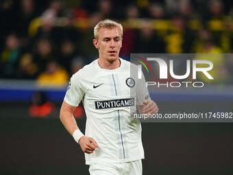 Mika Biereth of SK Sturm Graz  looks on during the Champions League Round 4 match between Borussia Dortmund v SK Sturm Graz at the Signal Lu...