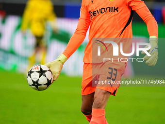 Alexander Meyer of Borussia Dortmund  controls the ball during the Champions League Round 4 match between Borussia Dortmund v SK Sturm Graz...