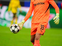 Alexander Meyer of Borussia Dortmund  controls the ball during the Champions League Round 4 match between Borussia Dortmund v SK Sturm Graz...