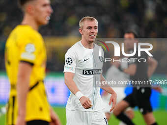 Mika Biereth of SK Sturm Graz  looks on during the Champions League Round 4 match between Borussia Dortmund v SK Sturm Graz at the Signal Lu...