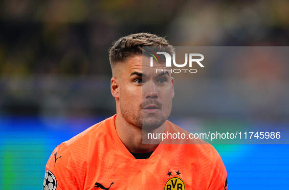 Alexander Meyer of Borussia Dortmund  looks on during the Champions League Round 4 match between Borussia Dortmund v SK Sturm Graz at the Si...