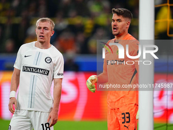 Alexander Meyer of Borussia Dortmund  looks on during the Champions League Round 4 match between Borussia Dortmund v SK Sturm Graz at the Si...