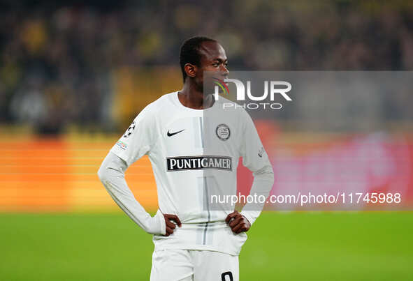 Malick Yalcouyé of SK Sturm Graz  looks on during the Champions League Round 4 match between Borussia Dortmund v SK Sturm Graz at the Signal...