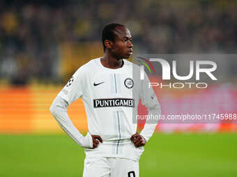 Malick Yalcouyé of SK Sturm Graz  looks on during the Champions League Round 4 match between Borussia Dortmund v SK Sturm Graz at the Signal...