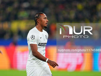 Emanuel Aiwu of SK Sturm Graz  looks on during the Champions League Round 4 match between Borussia Dortmund v SK Sturm Graz at the Signal Lu...