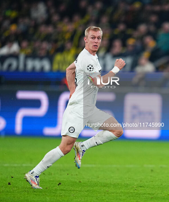 Mika Biereth of SK Sturm Graz  looks on during the Champions League Round 4 match between Borussia Dortmund v SK Sturm Graz at the Signal Lu...