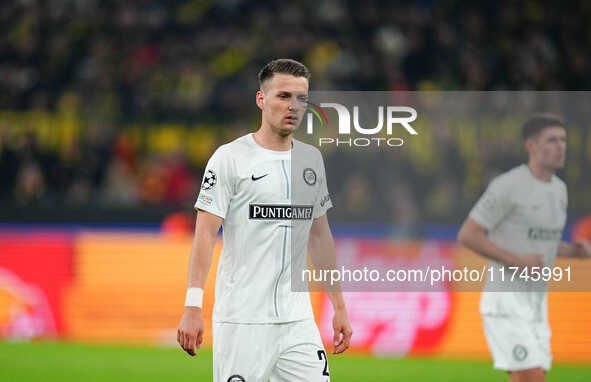 Max Johnston of SK Sturm Graz  looks on during the Champions League Round 4 match between Borussia Dortmund v SK Sturm Graz at the Signal Lu...