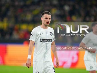 Max Johnston of SK Sturm Graz  looks on during the Champions League Round 4 match between Borussia Dortmund v SK Sturm Graz at the Signal Lu...