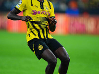 Serhou Guirassy of Borussia Dortmund  looks on during the Champions League Round 4 match between Borussia Dortmund v SK Sturm Graz at the Si...