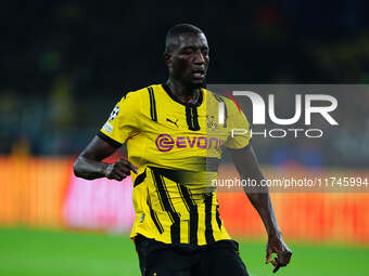 Serhou Guirassy of Borussia Dortmund  looks on during the Champions League Round 4 match between Borussia Dortmund v SK Sturm Graz at the Si...