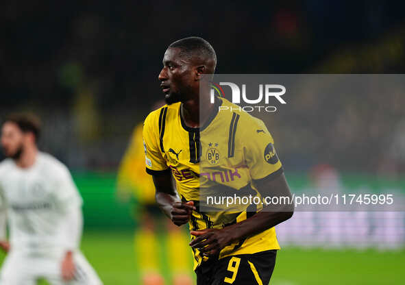 Serhou Guirassy of Borussia Dortmund  looks on during the Champions League Round 4 match between Borussia Dortmund v SK Sturm Graz at the Si...