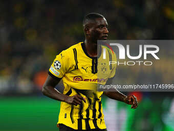 Serhou Guirassy of Borussia Dortmund  looks on during the Champions League Round 4 match between Borussia Dortmund v SK Sturm Graz at the Si...