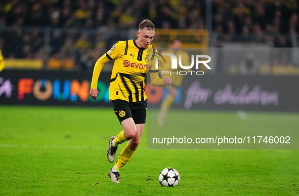 Maximilian Beier of Borussia Dortmund  controls the ball during the Champions League Round 4 match between Borussia Dortmund v SK Sturm Graz...