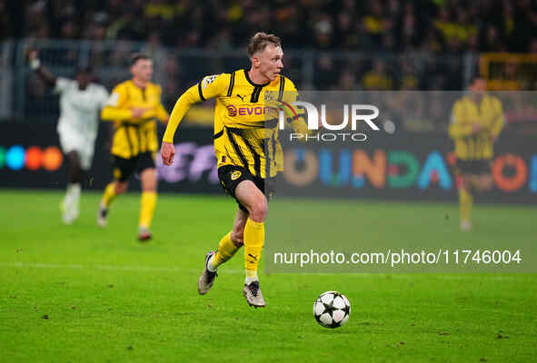 Maximilian Beier of Borussia Dortmund  controls the ball during the Champions League Round 4 match between Borussia Dortmund v SK Sturm Graz...