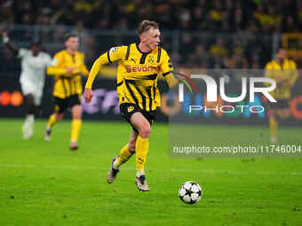 Maximilian Beier of Borussia Dortmund  controls the ball during the Champions League Round 4 match between Borussia Dortmund v SK Sturm Graz...