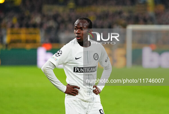 Malick Yalcouyé of SK Sturm Graz  looks on during the Champions League Round 4 match between Borussia Dortmund v SK Sturm Graz at the Signal...