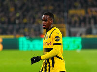 Jamie Gittens of Borussia Dortmund  looks on during the Champions League Round 4 match between Borussia Dortmund v SK Sturm Graz at the Sign...