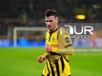 Pascal Groß of Borussia Dortmund  looks on during the Champions League Round 4 match between Borussia Dortmund v SK Sturm Graz at the Signal...