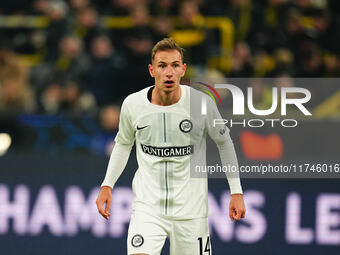 Lovro Zvonarek of SK Sturm Graz  looks on during the Champions League Round 4 match between Borussia Dortmund v SK Sturm Graz at the Signal...