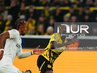 Serhou Guirassy of Borussia Dortmund  looks on during the Champions League Round 4 match between Borussia Dortmund v SK Sturm Graz at the Si...