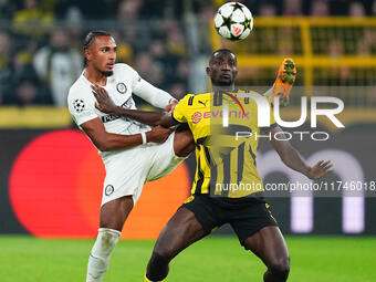 Serhou Guirassy of Borussia Dortmund  controls the ball during the Champions League Round 4 match between Borussia Dortmund v SK Sturm Graz...