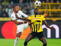 Serhou Guirassy of Borussia Dortmund  controls the ball during the Champions League Round 4 match between Borussia Dortmund v SK Sturm Graz...