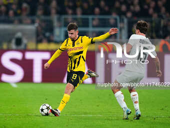 Pascal Groß of Borussia Dortmund  controls the ball during the Champions League Round 4 match between Borussia Dortmund v SK Sturm Graz at t...