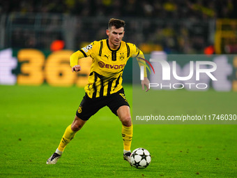 Pascal Groß of Borussia Dortmund  controls the ball during the Champions League Round 4 match between Borussia Dortmund v SK Sturm Graz at t...