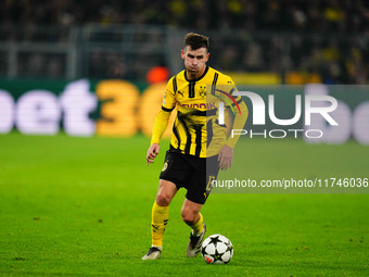 Pascal Groß of Borussia Dortmund  controls the ball during the Champions League Round 4 match between Borussia Dortmund v SK Sturm Graz at t...