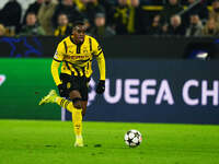 Jamie Gittens of Borussia Dortmund  controls the ball during the Champions League Round 4 match between Borussia Dortmund v SK Sturm Graz at...