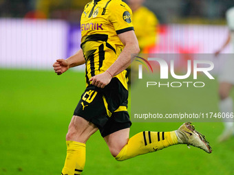 Marcel Sabitzer of Borussia Dortmund  looks on during the Champions League Round 4 match between Borussia Dortmund v SK Sturm Graz at the Si...