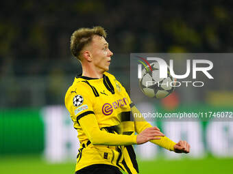 Maximilian Beier of Borussia Dortmund  controls the ball during the Champions League Round 4 match between Borussia Dortmund v SK Sturm Graz...