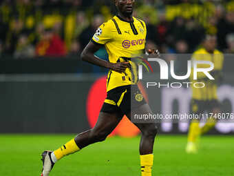 Serhou Guirassy of Borussia Dortmund  looks on during the Champions League Round 4 match between Borussia Dortmund v SK Sturm Graz at the Si...