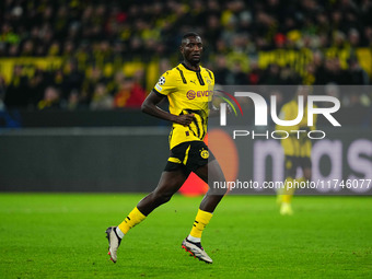 Serhou Guirassy of Borussia Dortmund  looks on during the Champions League Round 4 match between Borussia Dortmund v SK Sturm Graz at the Si...