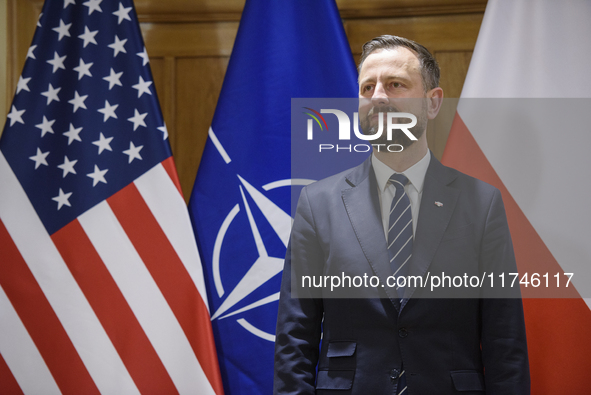 Poland's Deputy Prime Minister and Defence Minister, Wladyslaw Kosiniak-Kamysz, awards U.S. soldiers stationed in Poland for their service i...