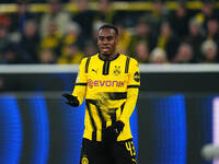 Jamie Gittens of Borussia Dortmund  looks on during the Champions League Round 4 match between Borussia Dortmund v SK Sturm Graz at the Sign...