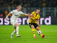 Nico Schlotterbeck of Borussia Dortmund  controls the ball during the Champions League Round 4 match between Borussia Dortmund v SK Sturm Gr...