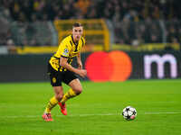 Nico Schlotterbeck of Borussia Dortmund  controls the ball during the Champions League Round 4 match between Borussia Dortmund v SK Sturm Gr...