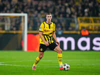 Nico Schlotterbeck of Borussia Dortmund  controls the ball during the Champions League Round 4 match between Borussia Dortmund v SK Sturm Gr...