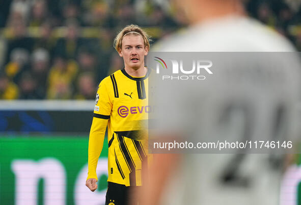 Nico Schlotterbeck of Borussia Dortmund  looks on during the Champions League Round 4 match between Borussia Dortmund v SK Sturm Graz at the...