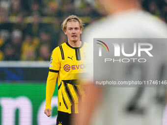 Nico Schlotterbeck of Borussia Dortmund  looks on during the Champions League Round 4 match between Borussia Dortmund v SK Sturm Graz at the...