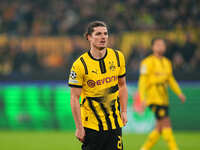 Marcel Sabitzer of Borussia Dortmund  looks on during the Champions League Round 4 match between Borussia Dortmund v SK Sturm Graz at the Si...